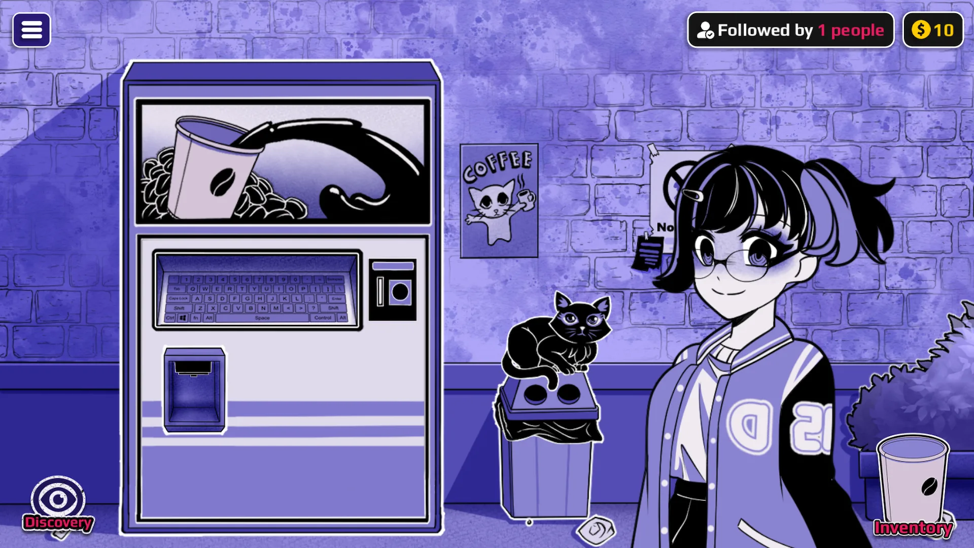 Horu beside the Anomalous Coffee Machine 3 word input screen